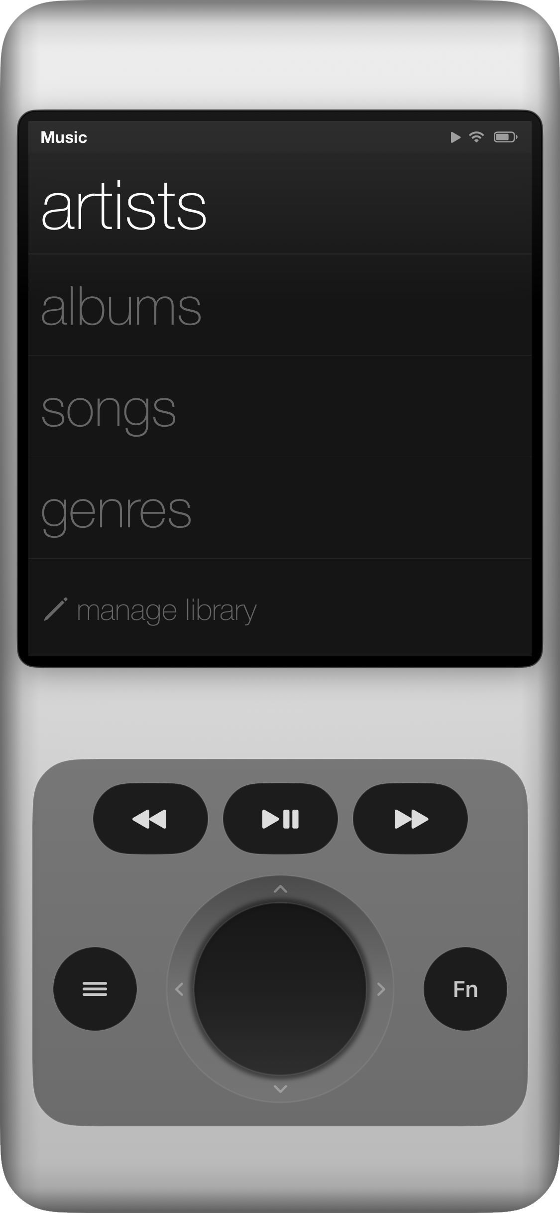 Jam-Pod for iPhone music submenu
